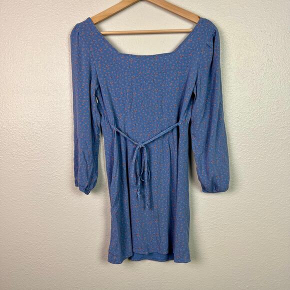 American Eagle Long Sleeve Square Neck Floral Cottagecore Mini Dress Sz. Small - Picture 6 of 8